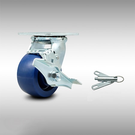 Service Caster 4 Inch SS Solid Poly Caster with Roller Bearing and Brake/Swivel Lock SCC SCC-SS30S420-SPUR-TLB-BSL
